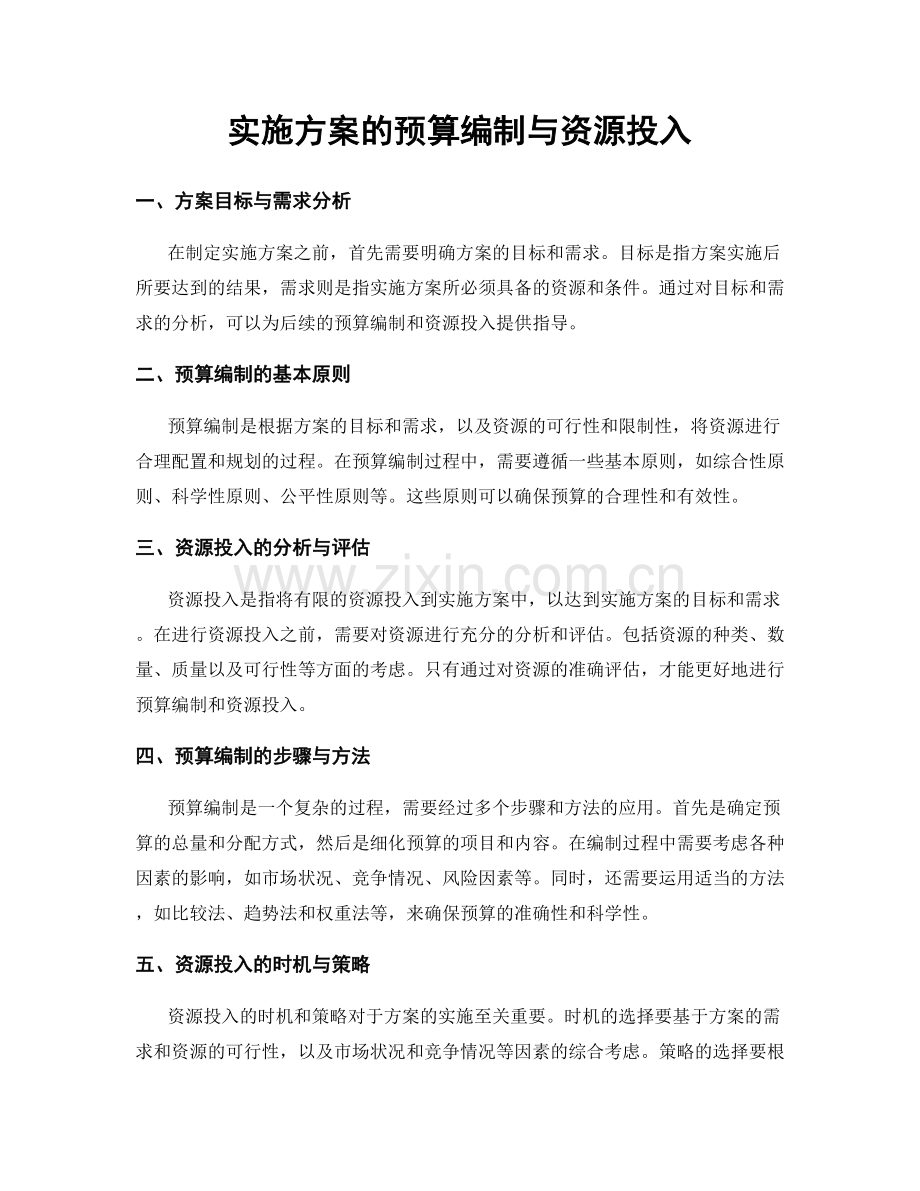 实施方案的预算编制与资源投入.docx_第1页