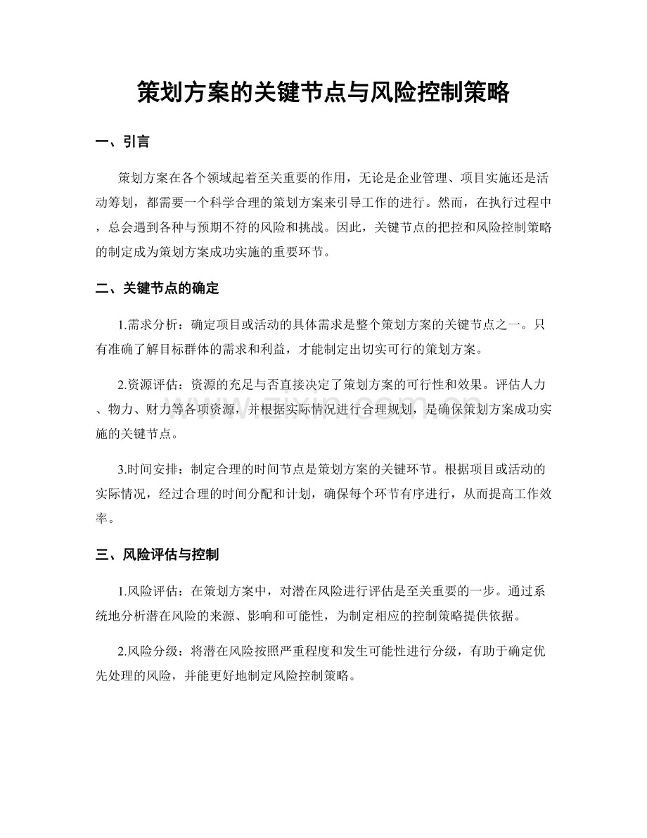 策划方案的关键节点与风险控制策略.docx_第1页