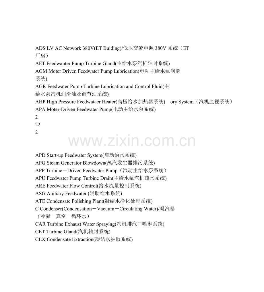 '火电厂热电厂各系统中英文对照'doctypedoc.doc_第2页