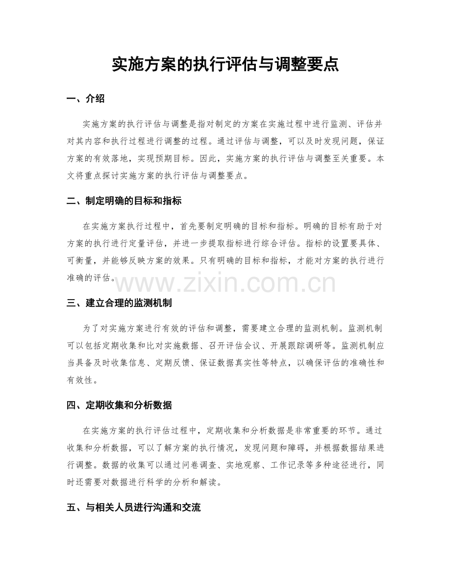 实施方案的执行评估与调整要点.docx_第1页