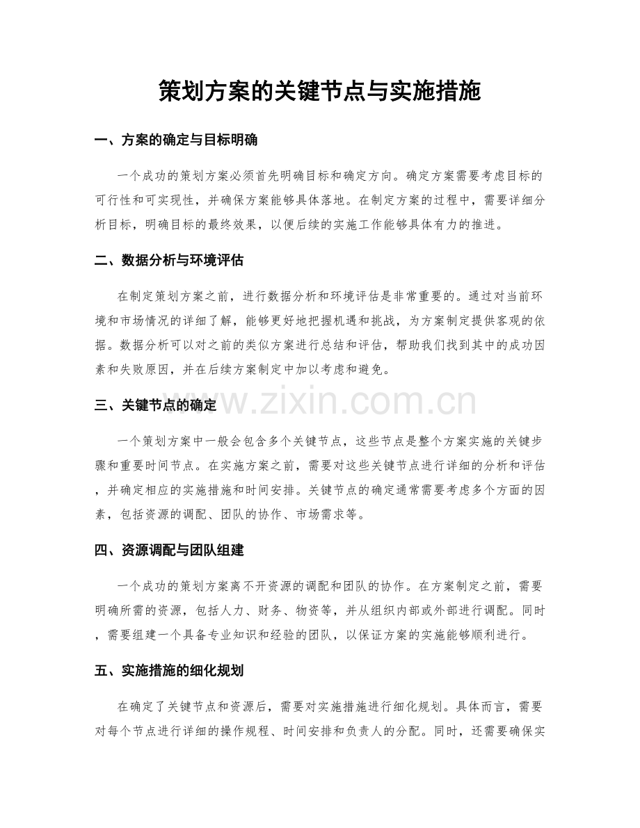 策划方案的关键节点与实施措施.docx_第1页