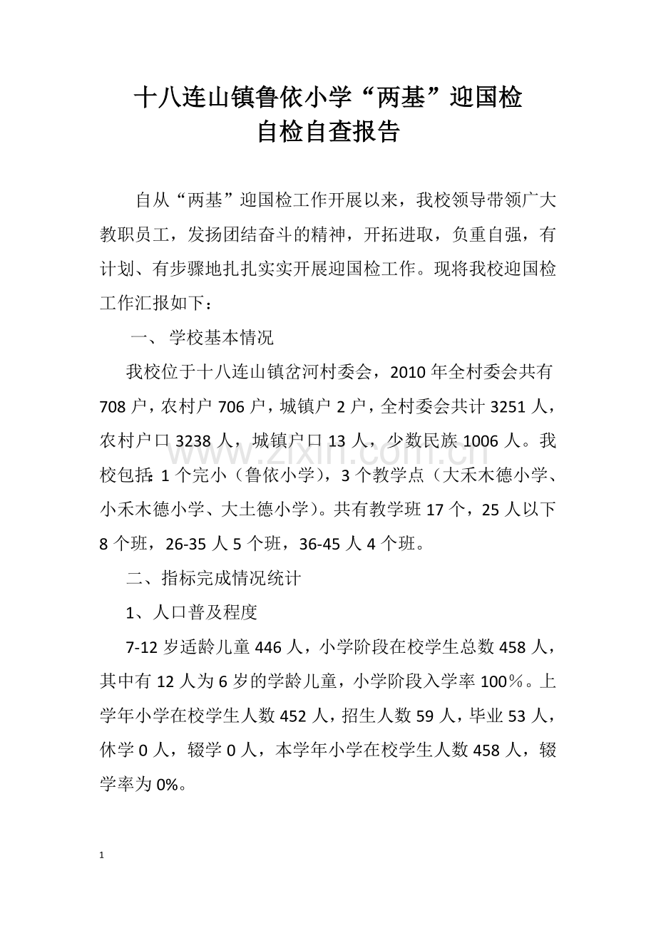 两基迎国检自检自查报告.doc_第1页