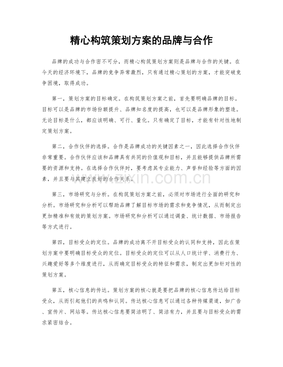 精心构筑策划方案的品牌与合作.docx_第1页