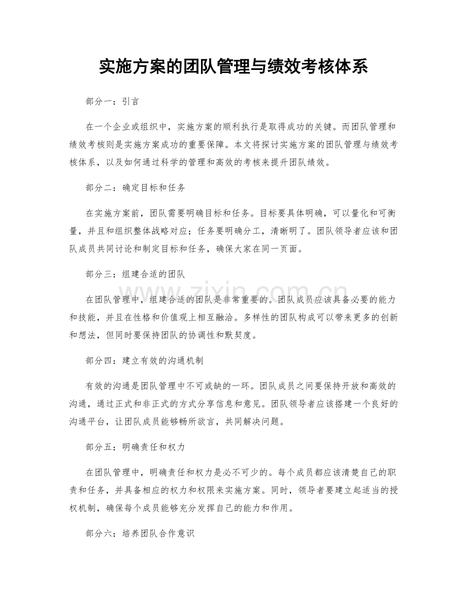 实施方案的团队管理与绩效考核体系.docx_第1页