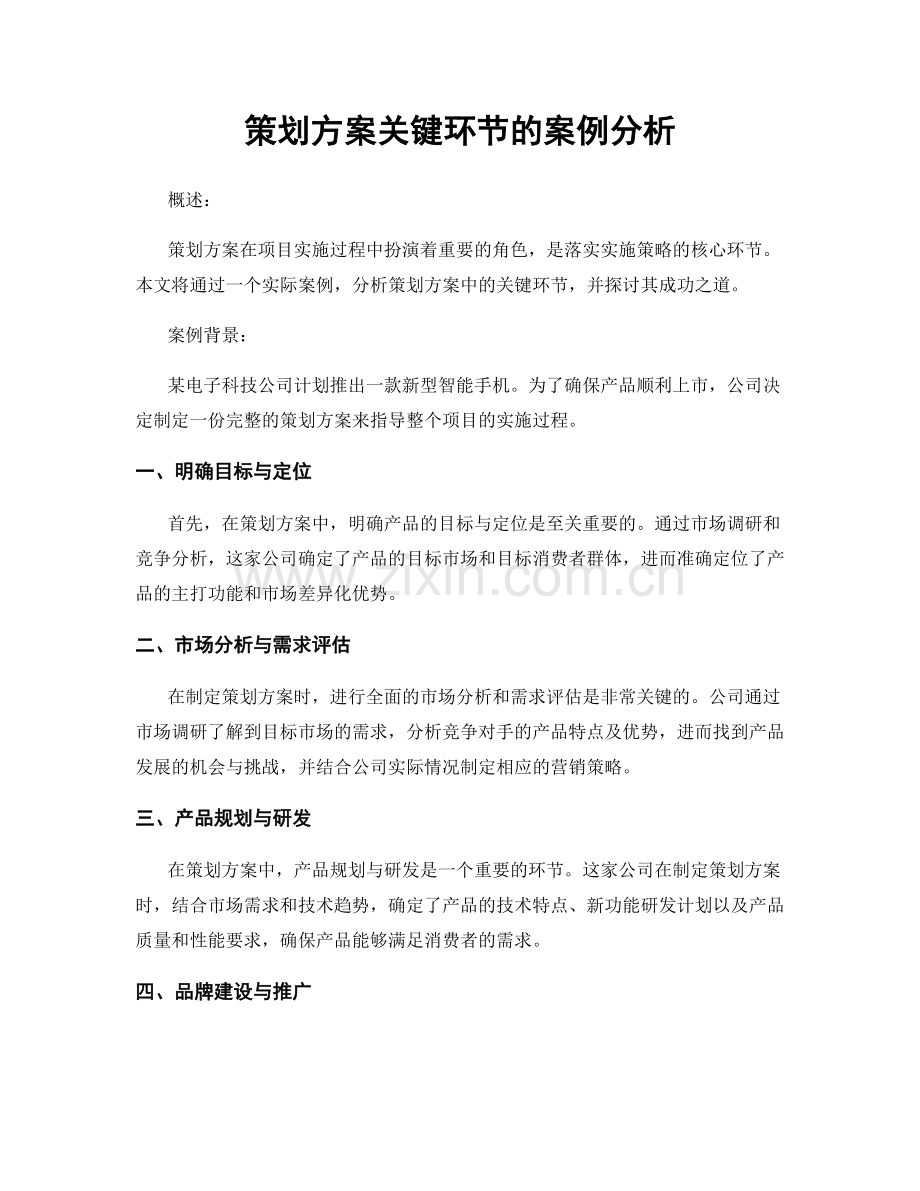 策划方案关键环节的案例分析.docx_第1页