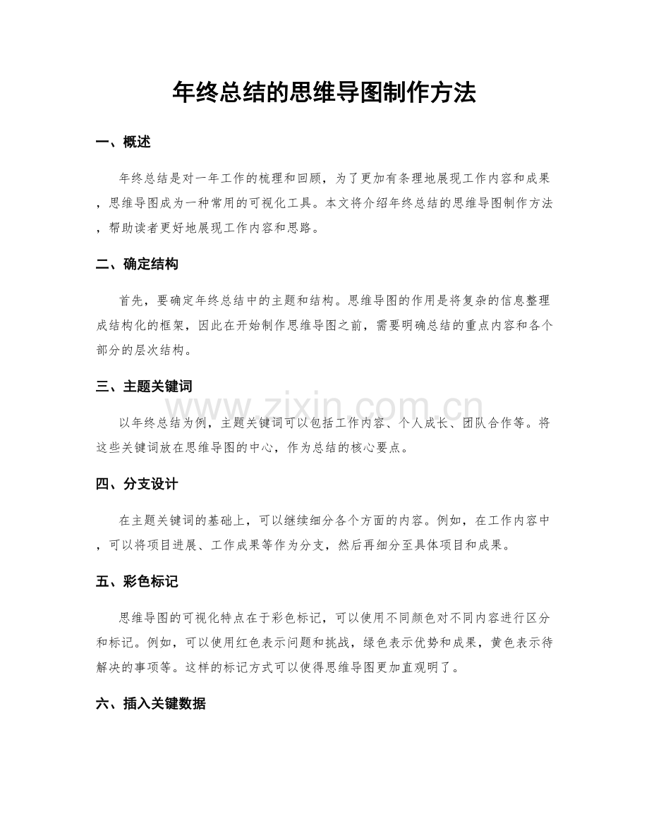 年终总结的思维导图制作方法.docx_第1页