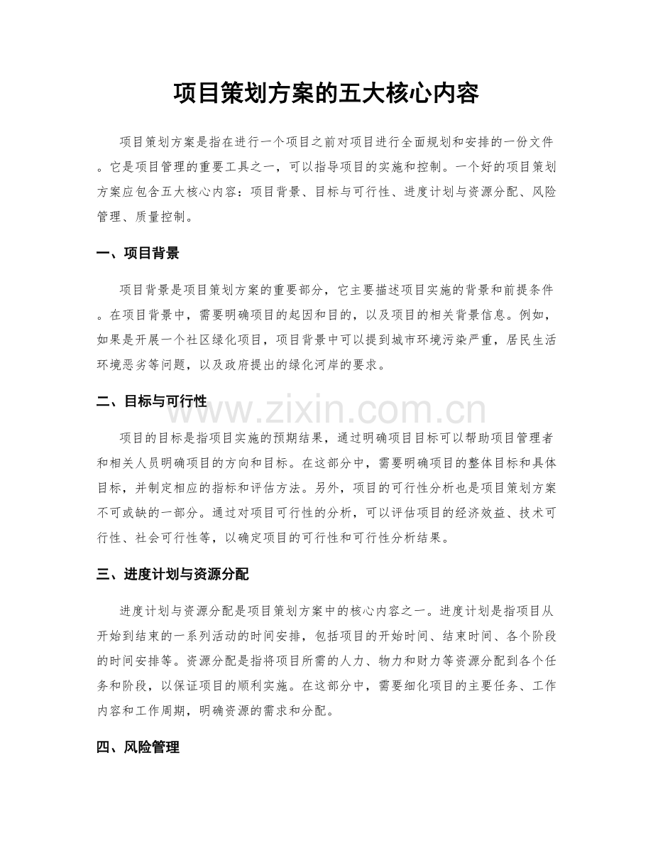 项目策划方案的五大核心内容.docx_第1页