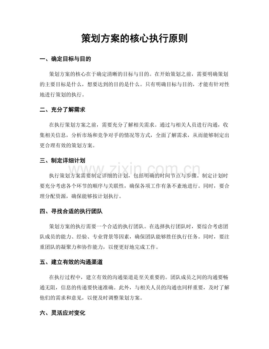 策划方案的核心执行原则.docx_第1页