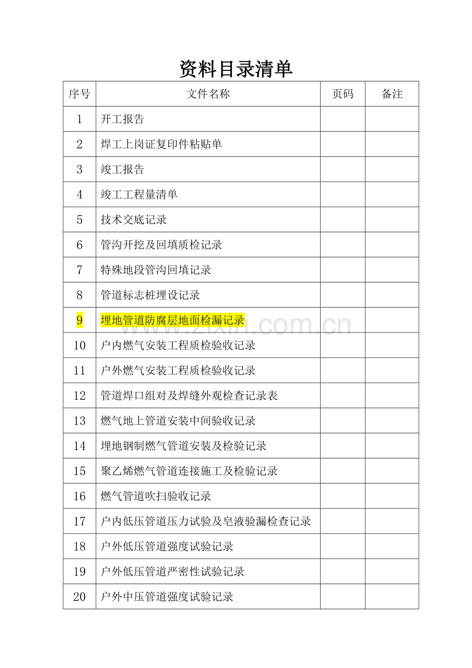 燃气工程竣工资料表格.doc_第2页