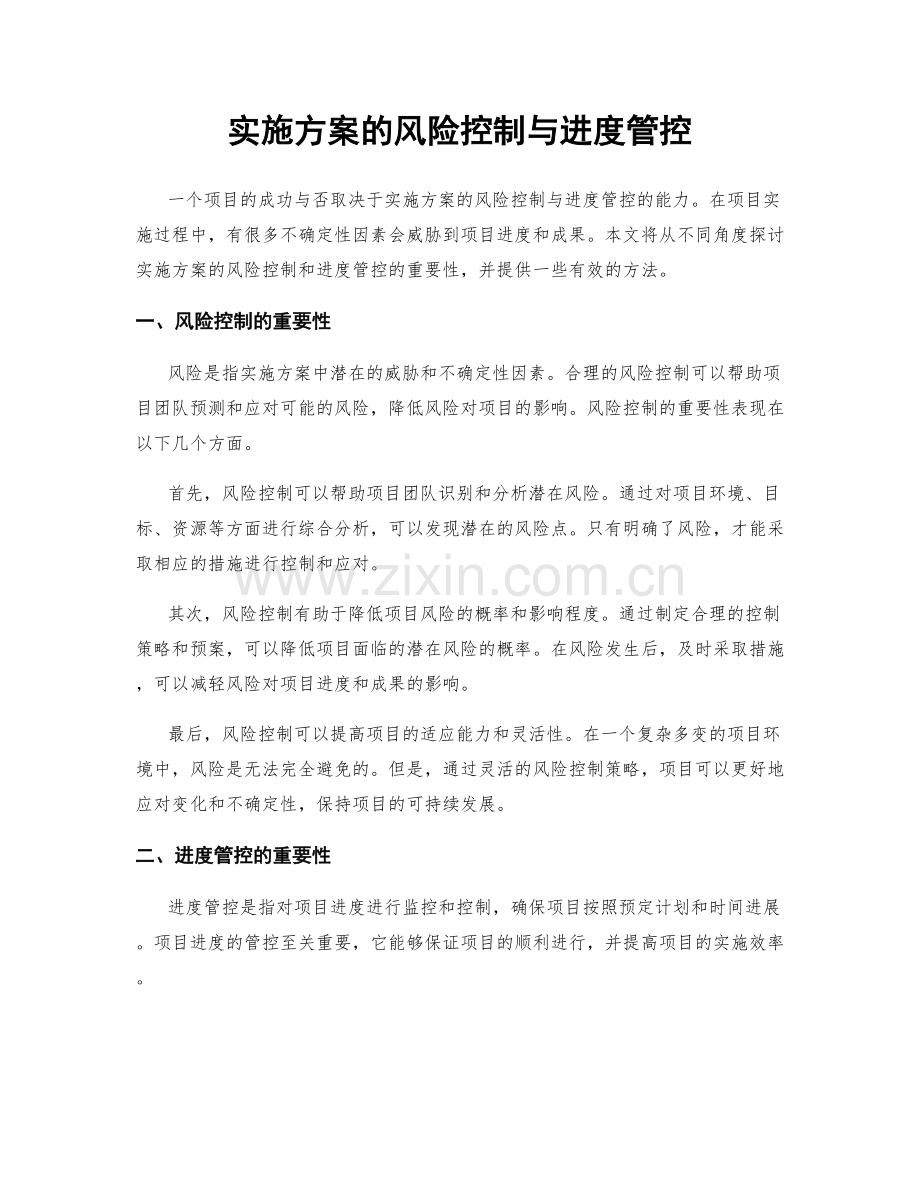 实施方案的风险控制与进度管控.docx_第1页