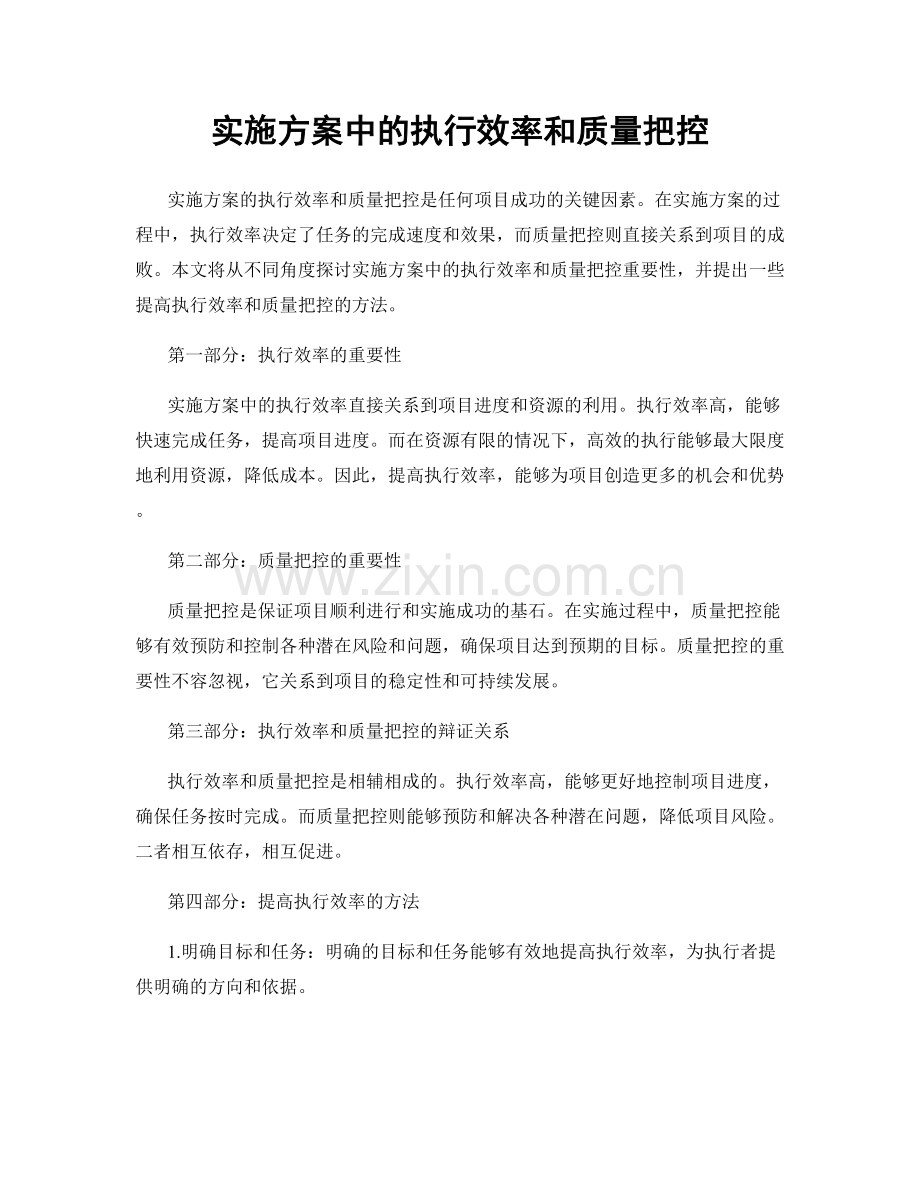 实施方案中的执行效率和质量把控.docx_第1页