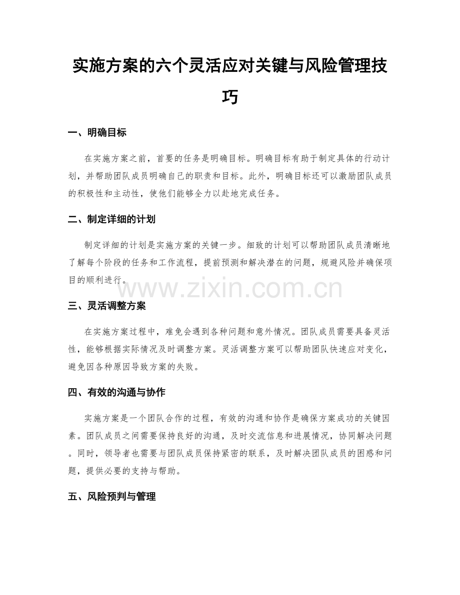 实施方案的六个灵活应对关键与风险管理技巧.docx_第1页