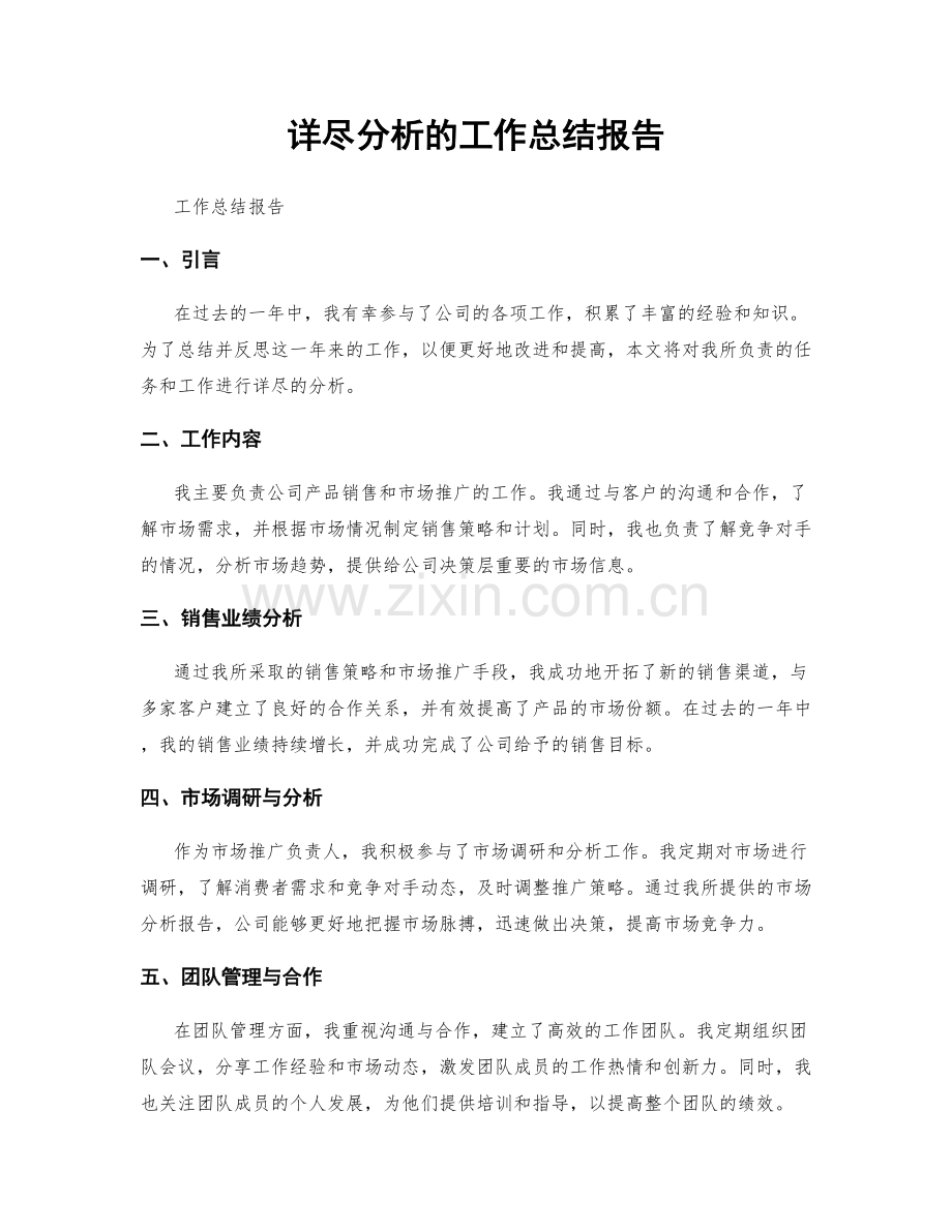 详尽分析的工作总结报告.docx_第1页