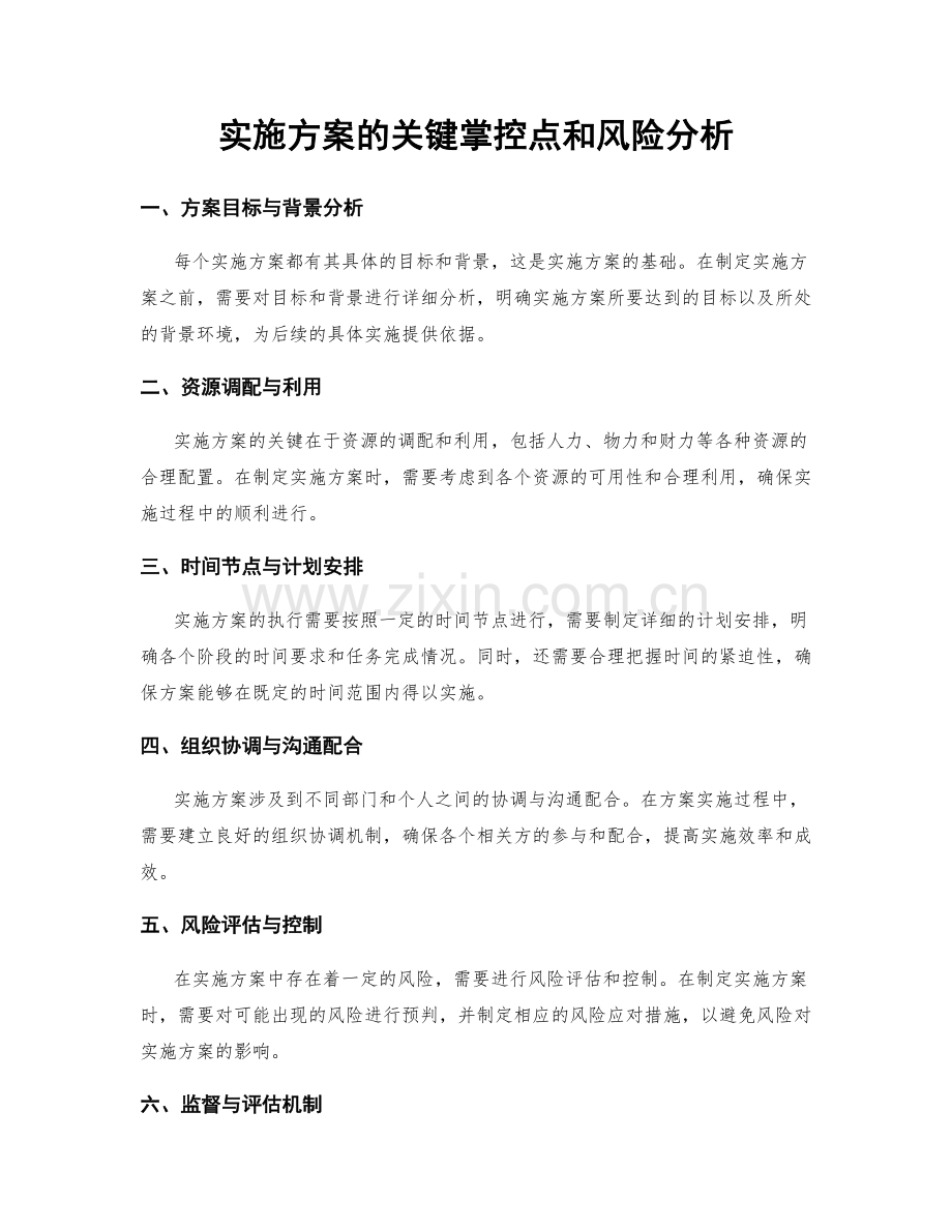 实施方案的关键掌控点和风险分析.docx_第1页