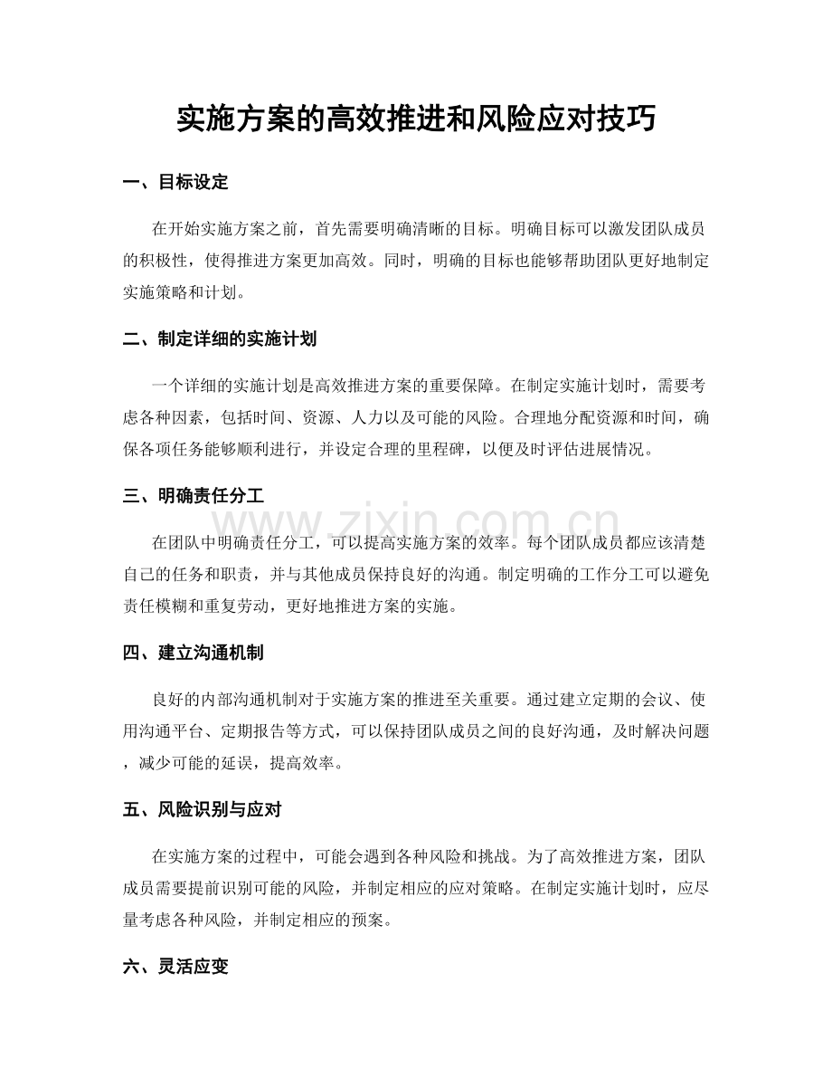 实施方案的高效推进和风险应对技巧.docx_第1页