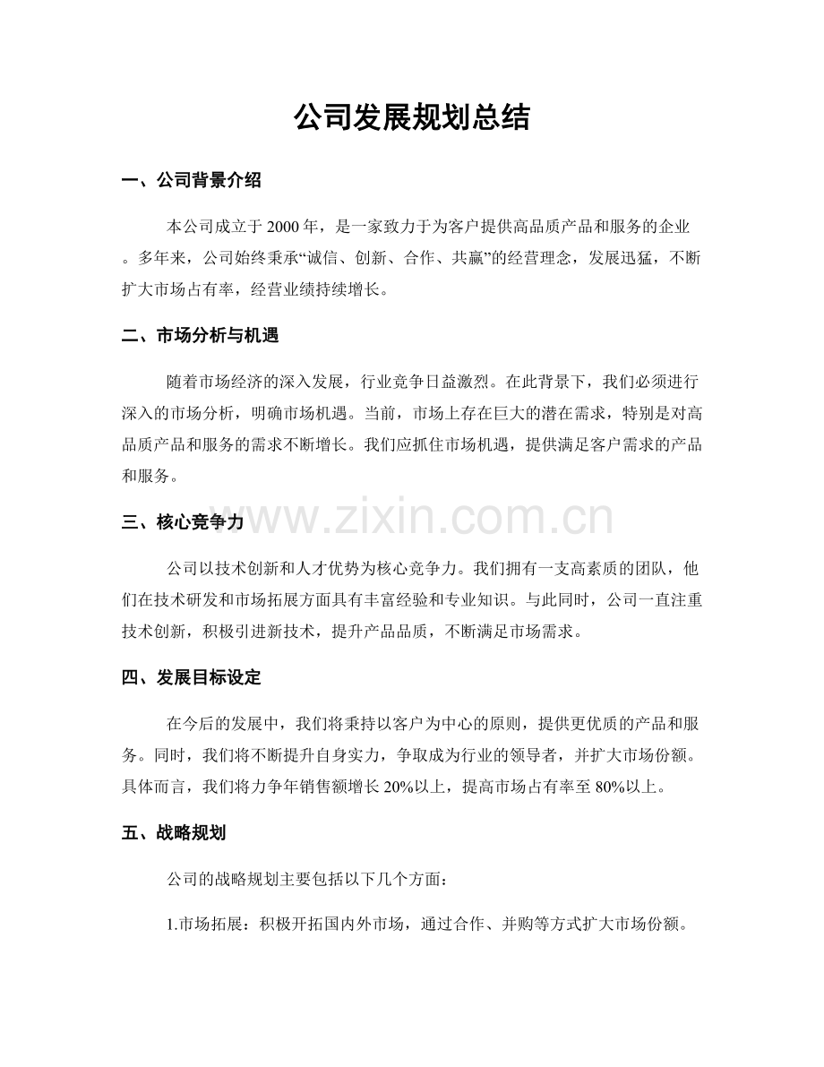 公司发展规划总结.docx_第1页