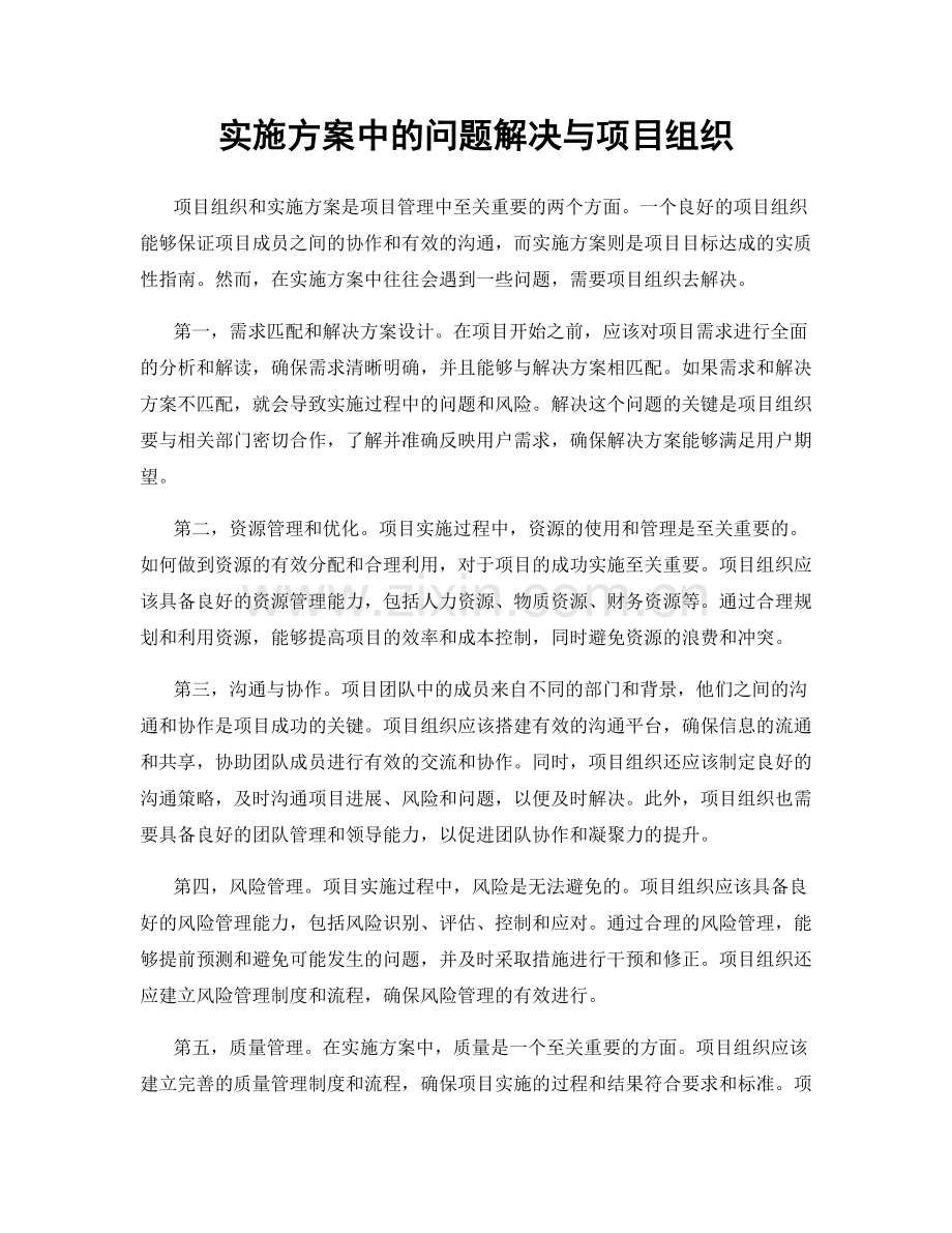 实施方案中的问题解决与项目组织.docx_第1页