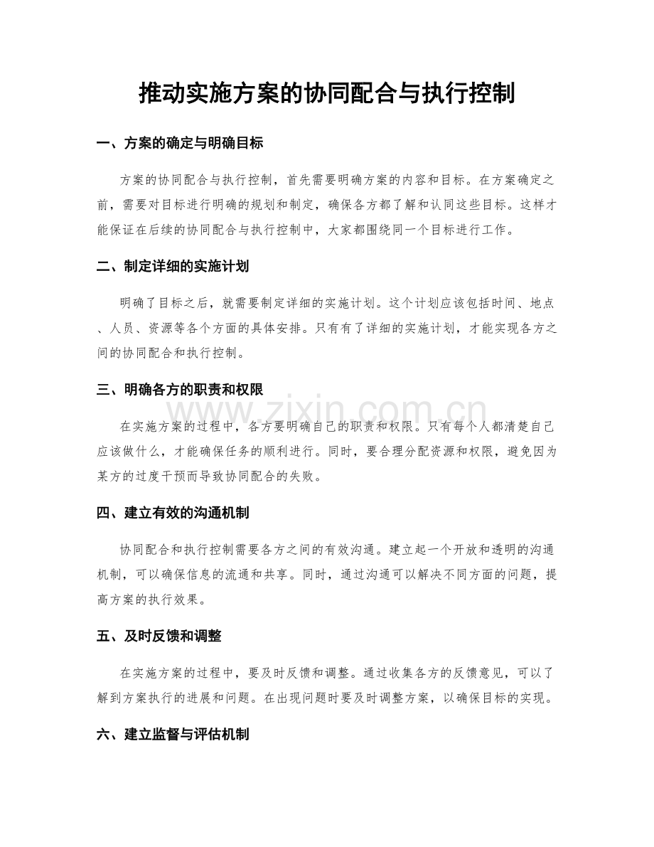 推动实施方案的协同配合与执行控制.docx_第1页