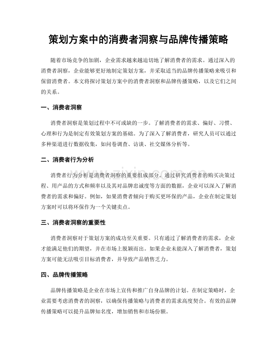 策划方案中的消费者洞察与品牌传播策略.docx_第1页