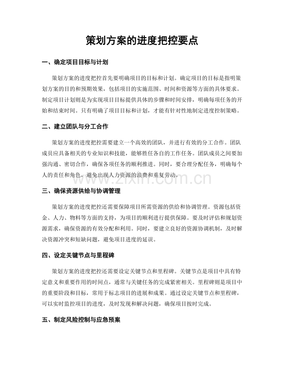 策划方案的进度把控要点.docx_第1页