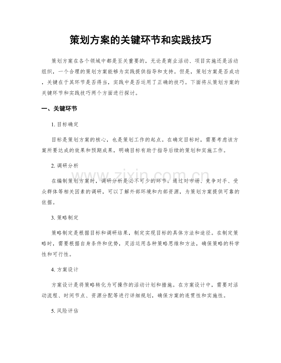 策划方案的关键环节和实践技巧.docx_第1页