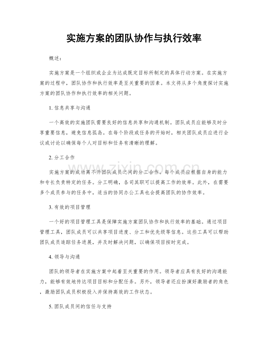 实施方案的团队协作与执行效率.docx_第1页