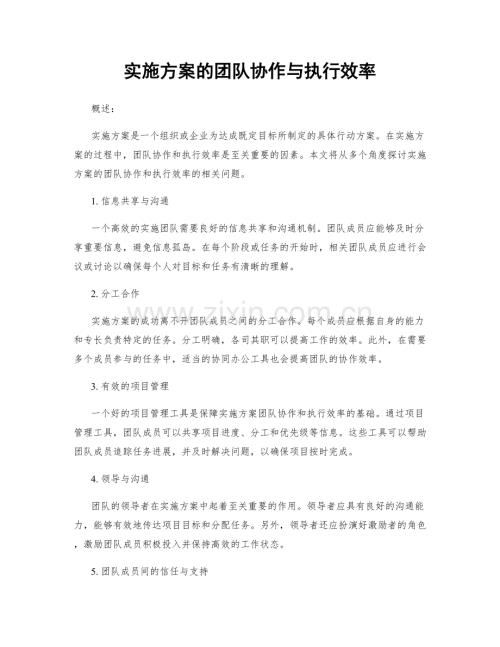 实施方案的团队协作与执行效率.docx