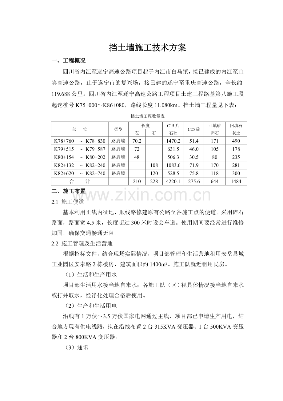 浆砌挡土墙施工技术方案.docx_第1页