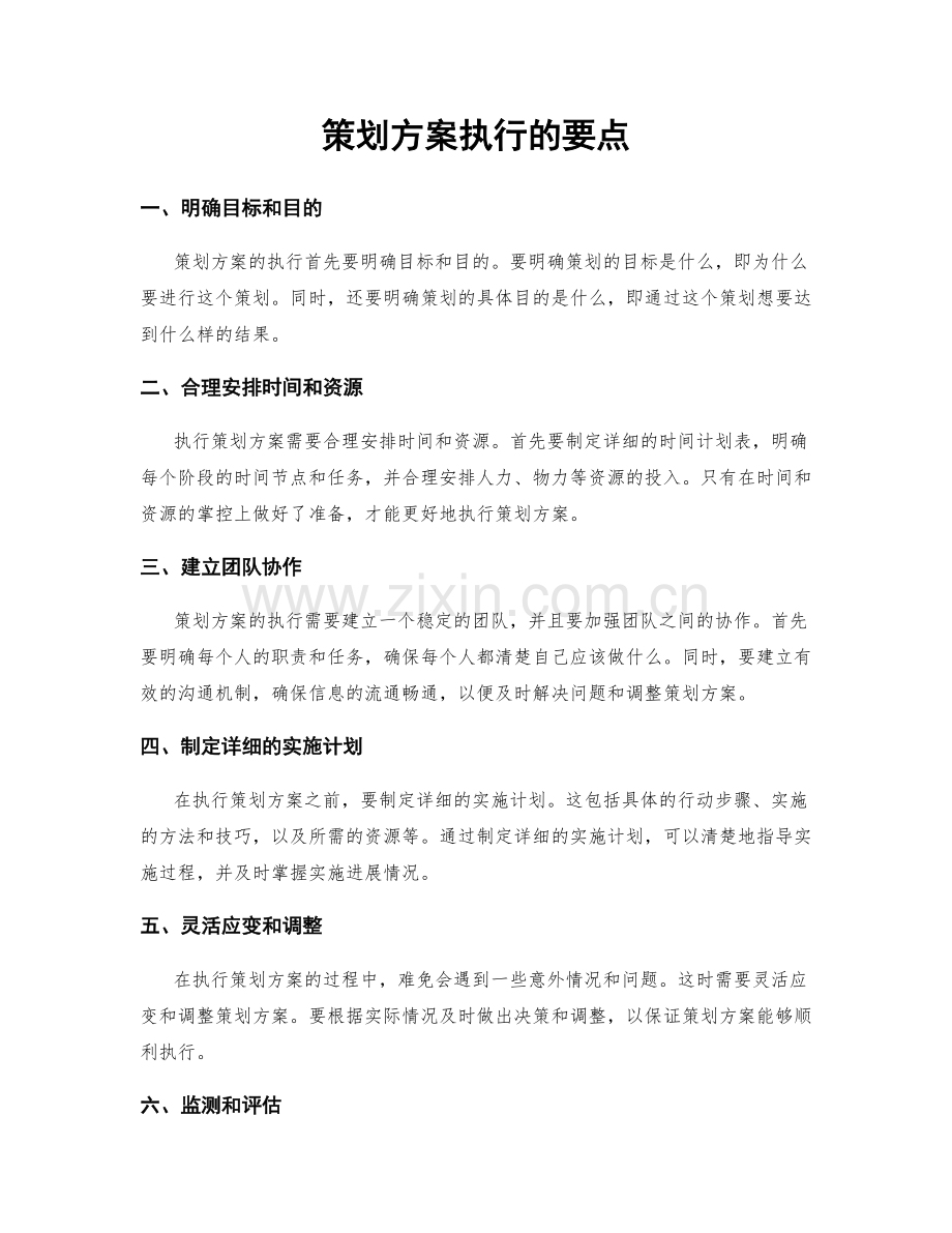 策划方案执行的要点.docx_第1页