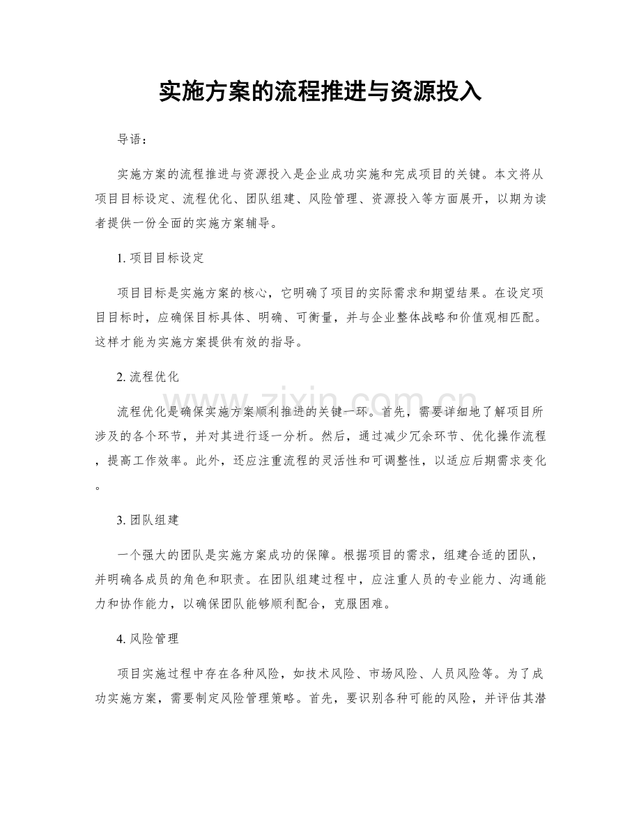 实施方案的流程推进与资源投入.docx_第1页