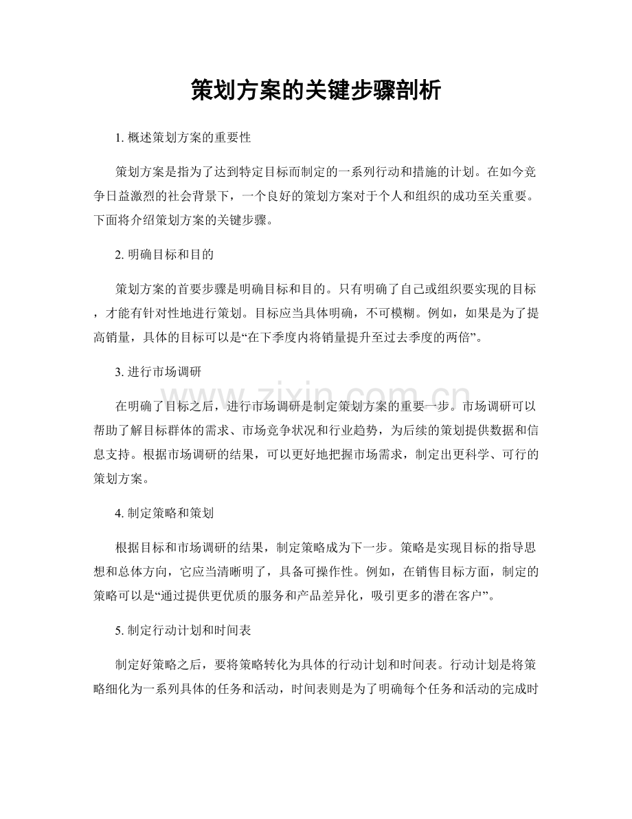 策划方案的关键步骤剖析.docx_第1页