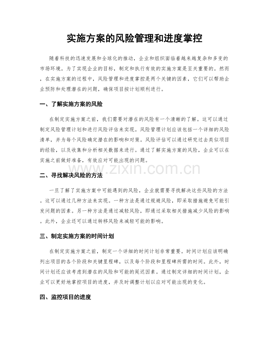 实施方案的风险管理和进度掌控.docx_第1页