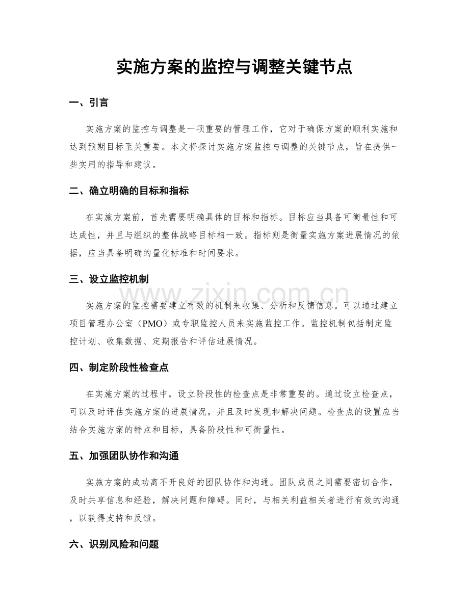 实施方案的监控与调整关键节点.docx_第1页