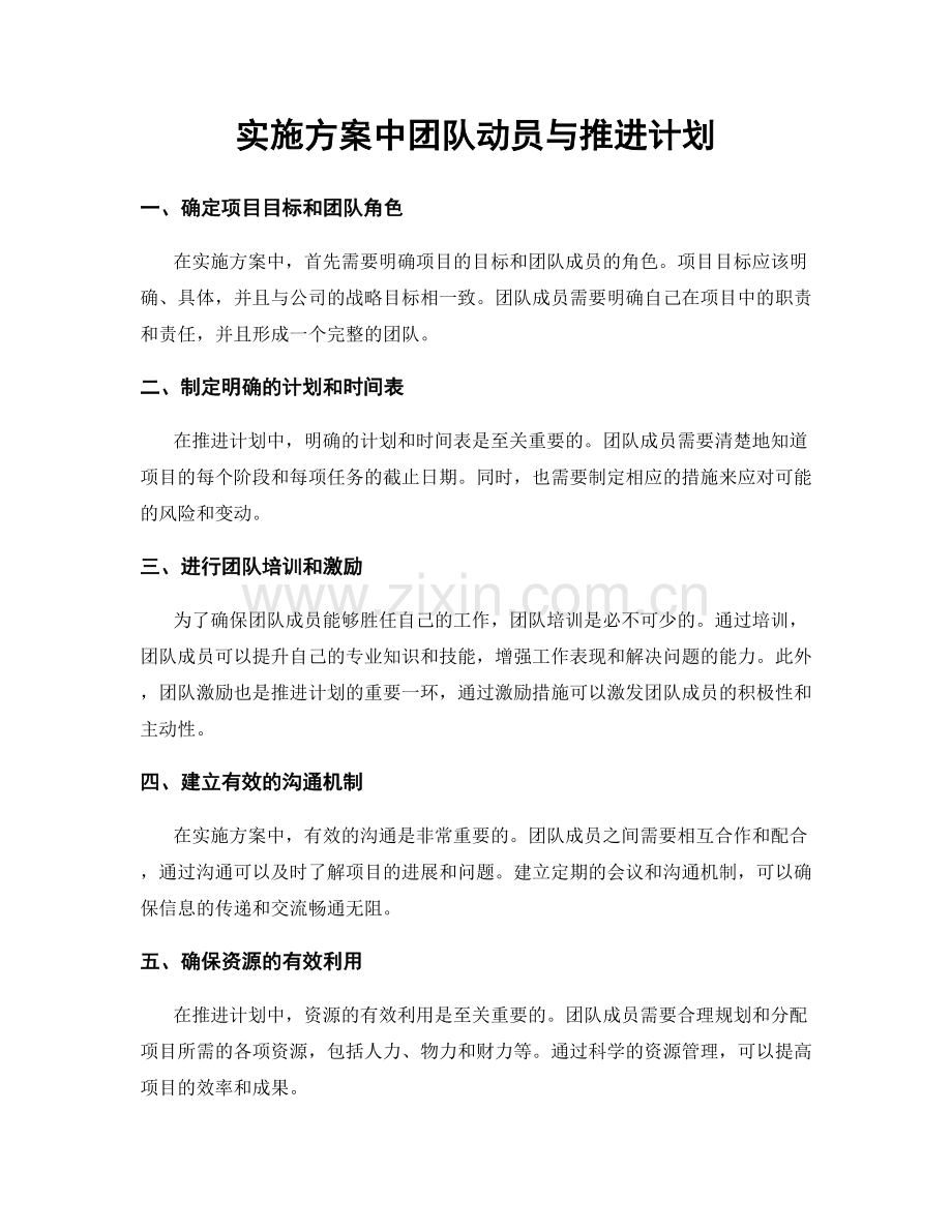 实施方案中团队动员与推进计划.docx_第1页