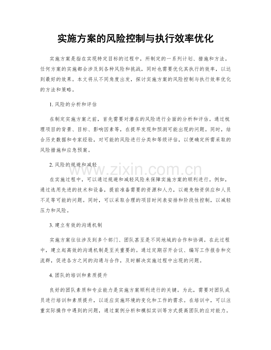 实施方案的风险控制与执行效率优化.docx_第1页