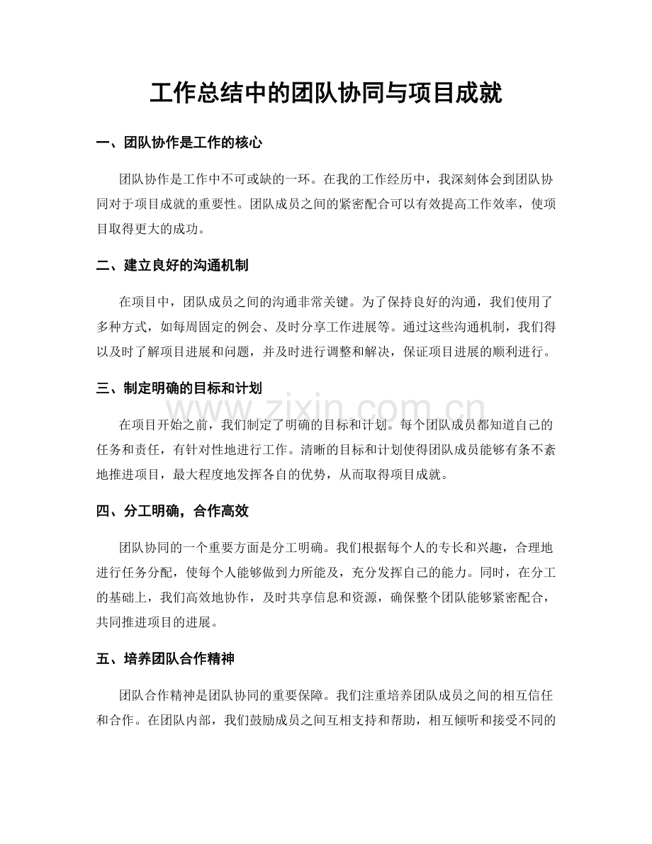 工作总结中的团队协同与项目成就.docx_第1页