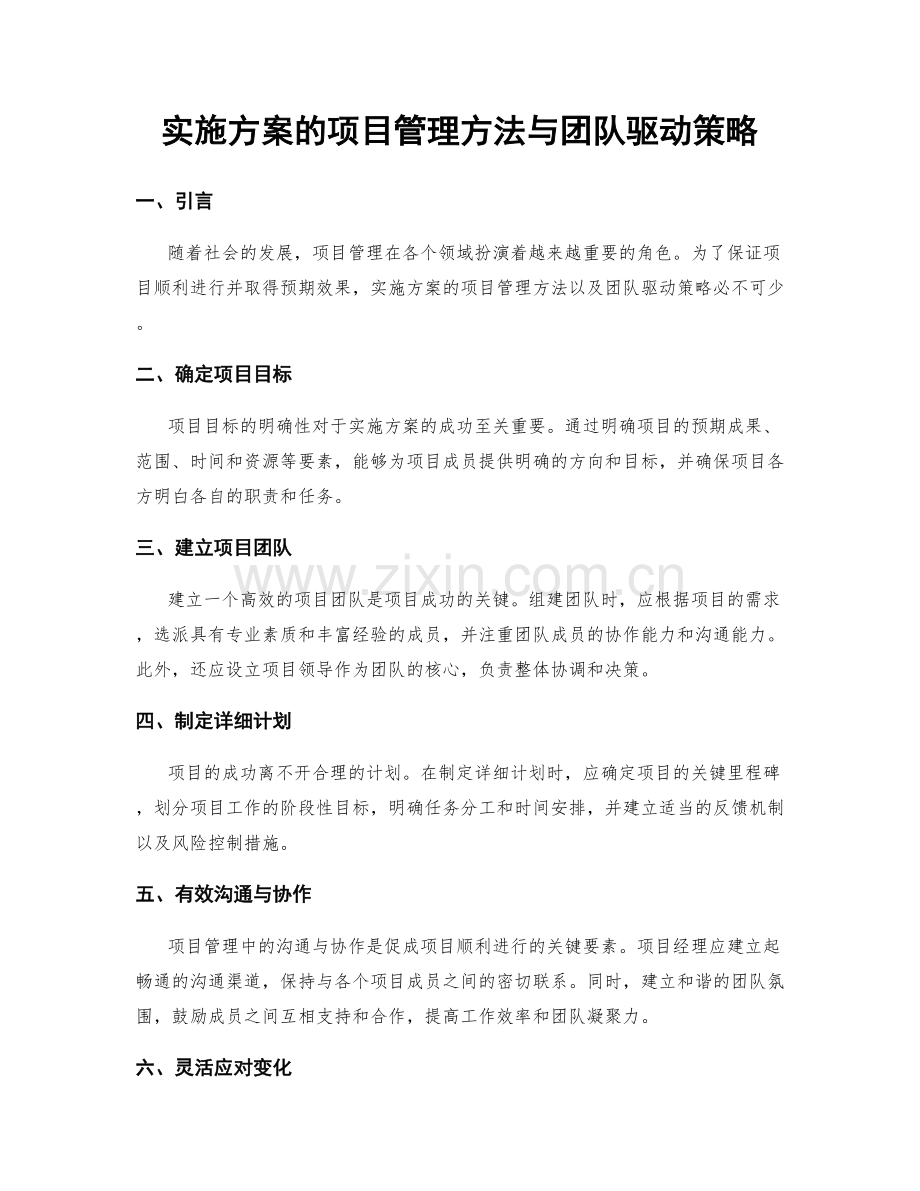 实施方案的项目管理方法与团队驱动策略.docx_第1页