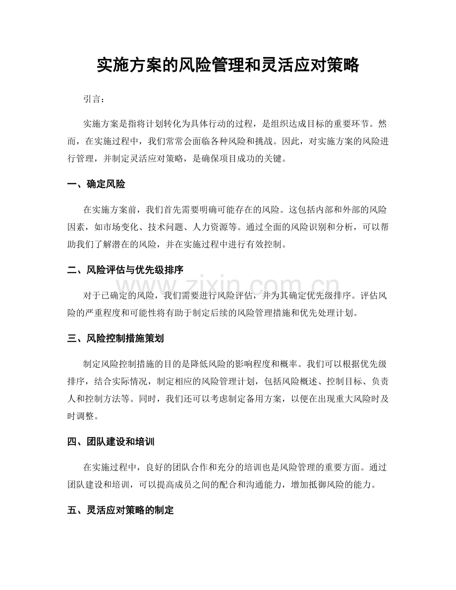 实施方案的风险管理和灵活应对策略.docx_第1页