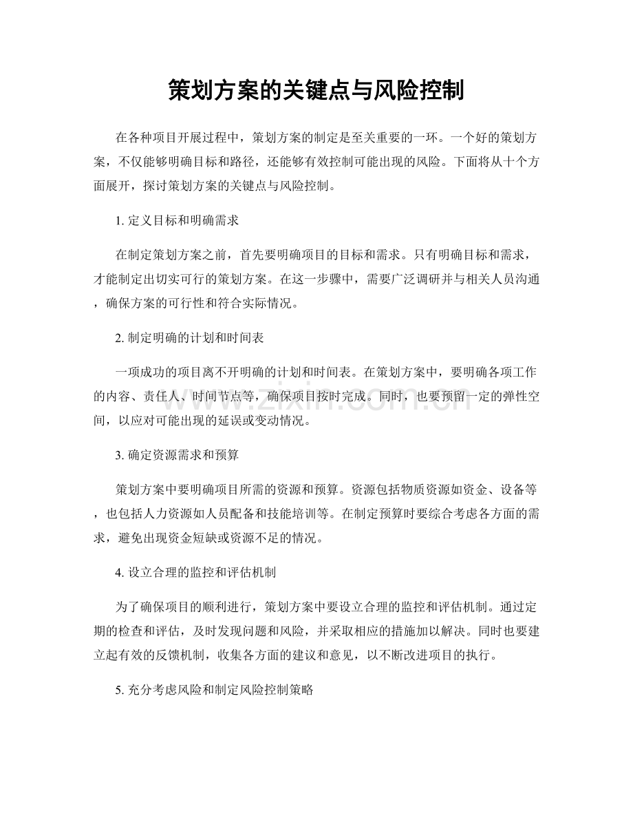 策划方案的关键点与风险控制.docx_第1页