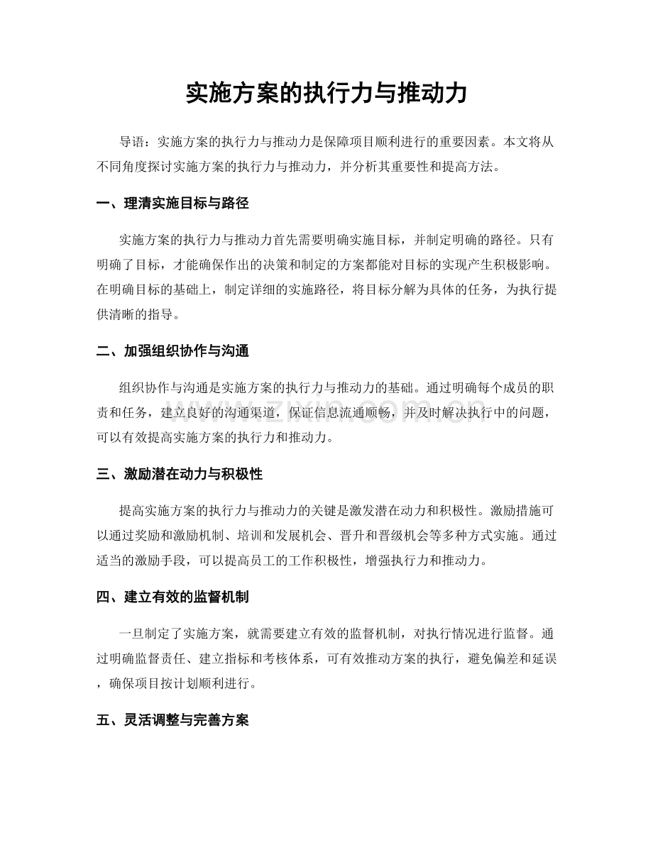 实施方案的执行力与推动力.docx_第1页