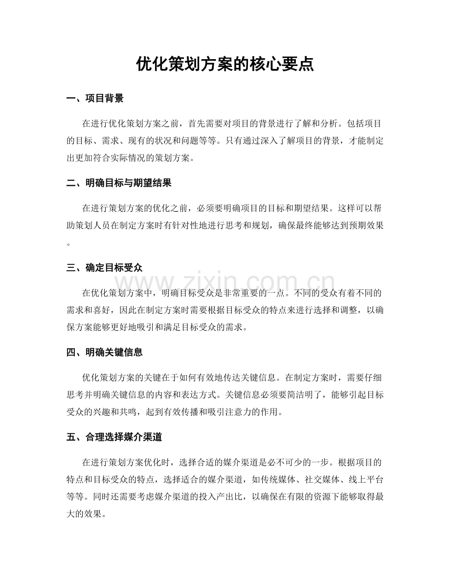 优化策划方案的核心要点.docx_第1页