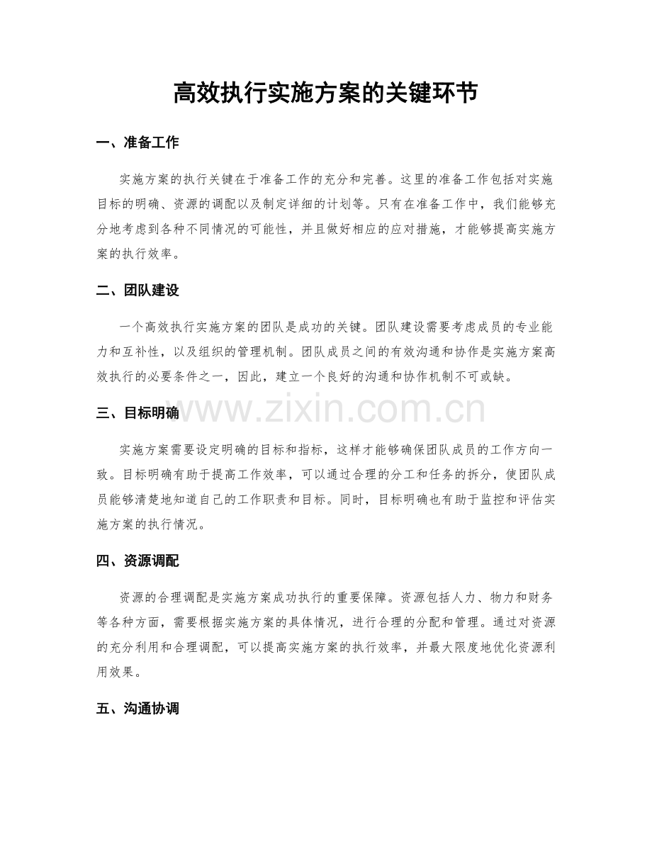 高效执行实施方案的关键环节.docx_第1页