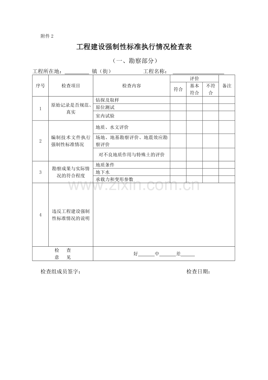 工程建设强制性标准执行情况检查表1.doc_第1页