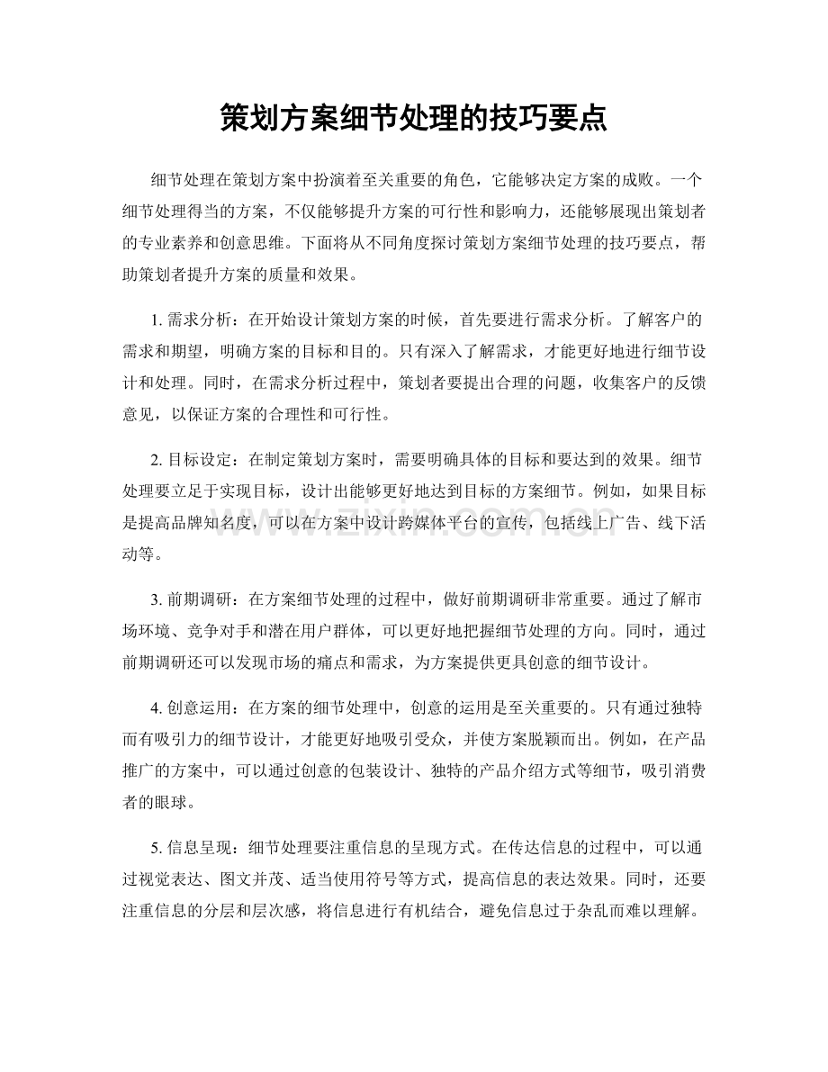 策划方案细节处理的技巧要点.docx_第1页