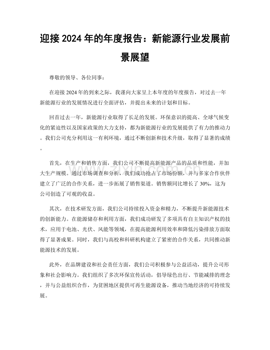 迎接2024年的年度报告：新能源行业发展前景展望.docx_第1页