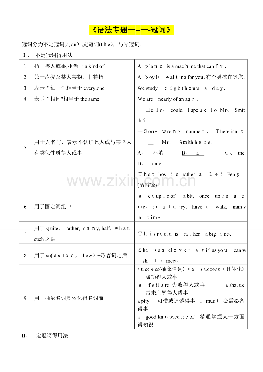 高中英语冠词练习题及答案[1].doc_第1页