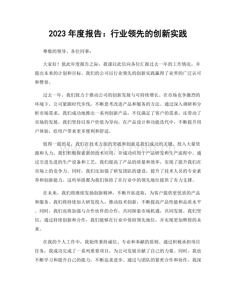 2023年度报告：行业领先的创新实践.docx_第1页