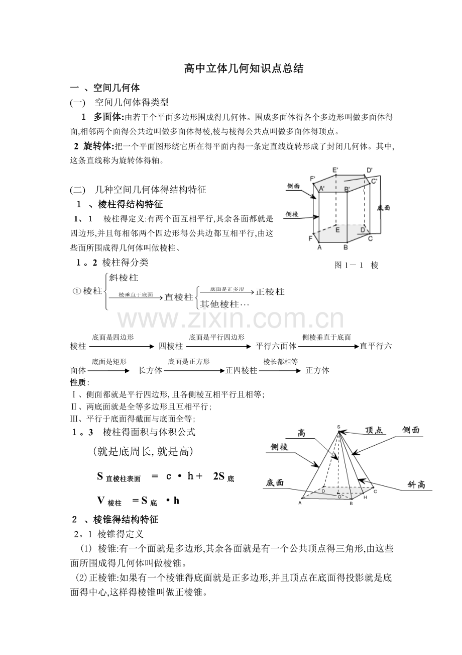 高中立体几何知识点总结.doc_第1页