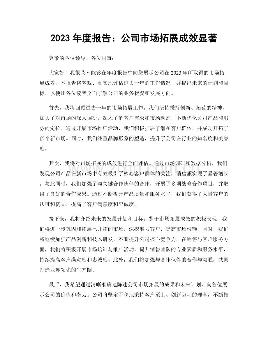 2023年度报告：公司市场拓展成效显著.docx_第1页