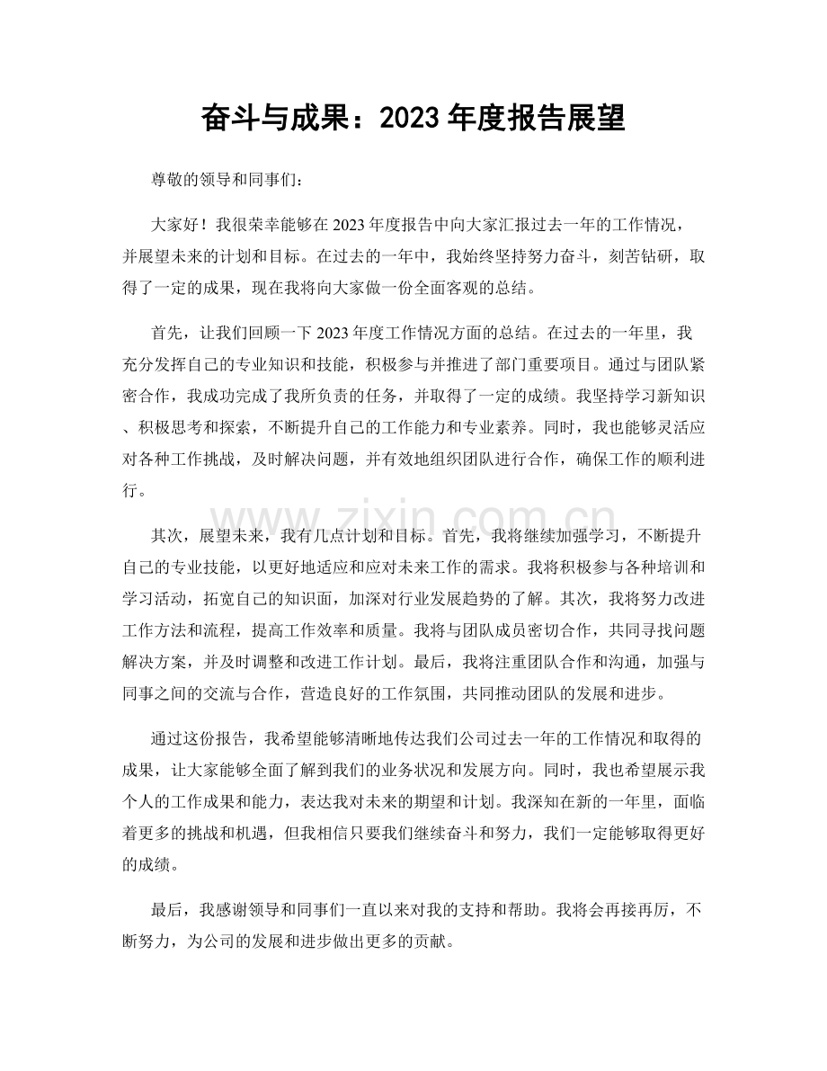 奋斗与成果：2023年度报告展望.docx_第1页